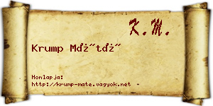 Krump Máté névjegykártya